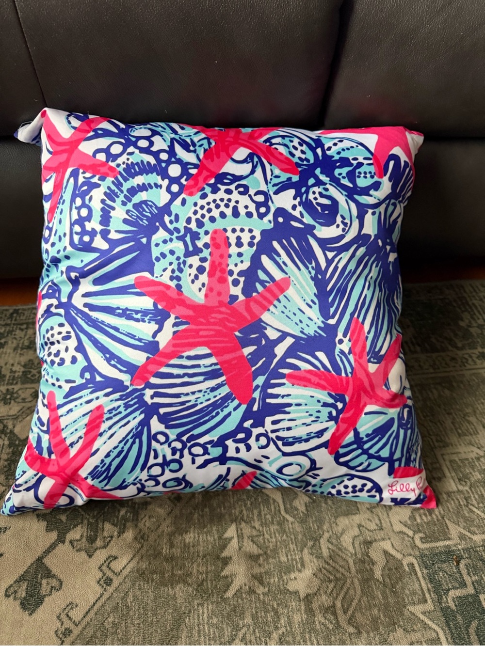 Lilly Pulitzer Tropical Shell Print Pillow - Pink & Blue